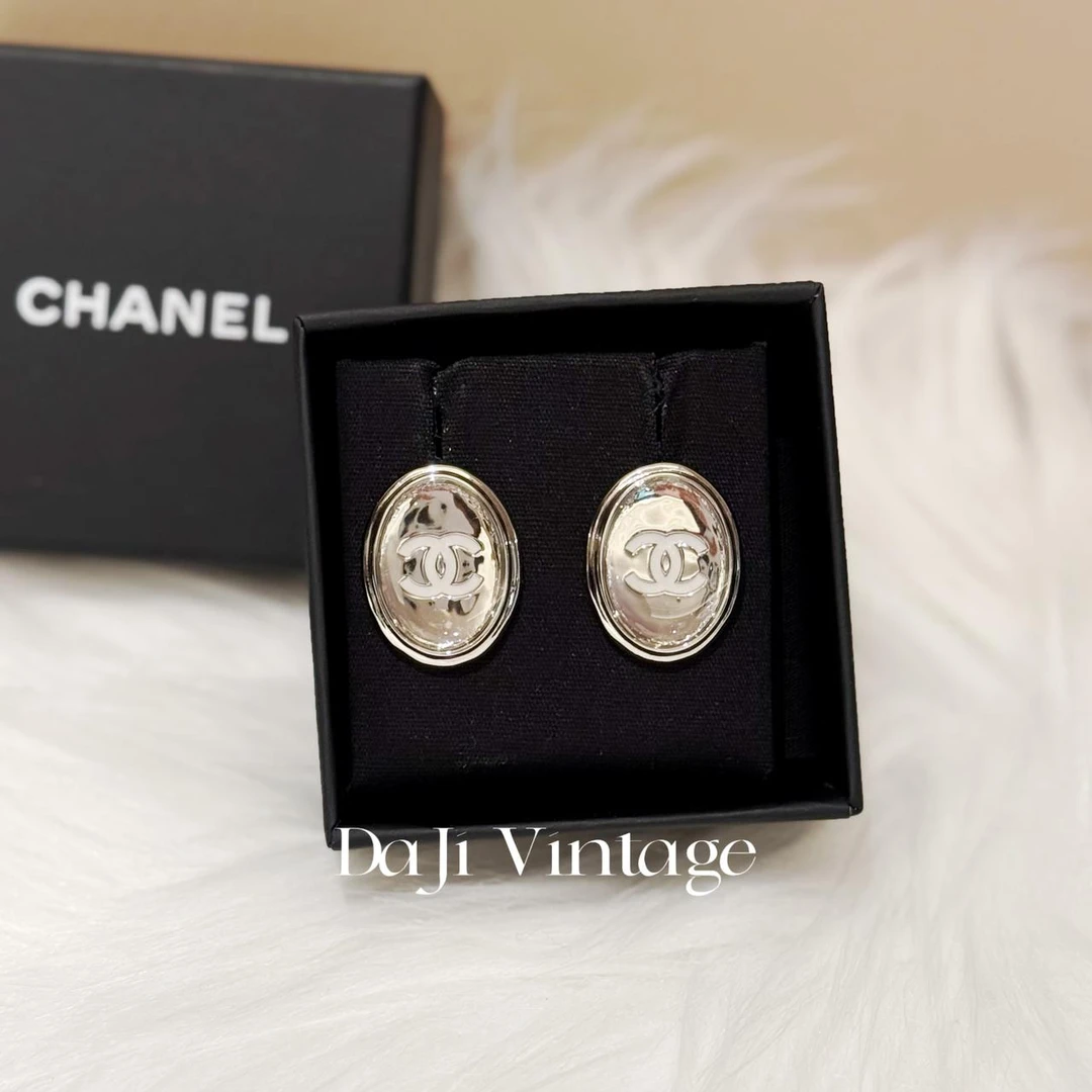 99新 Chanel/香奈儿 大吉中古/Chanel香奈儿银色双c耳钉