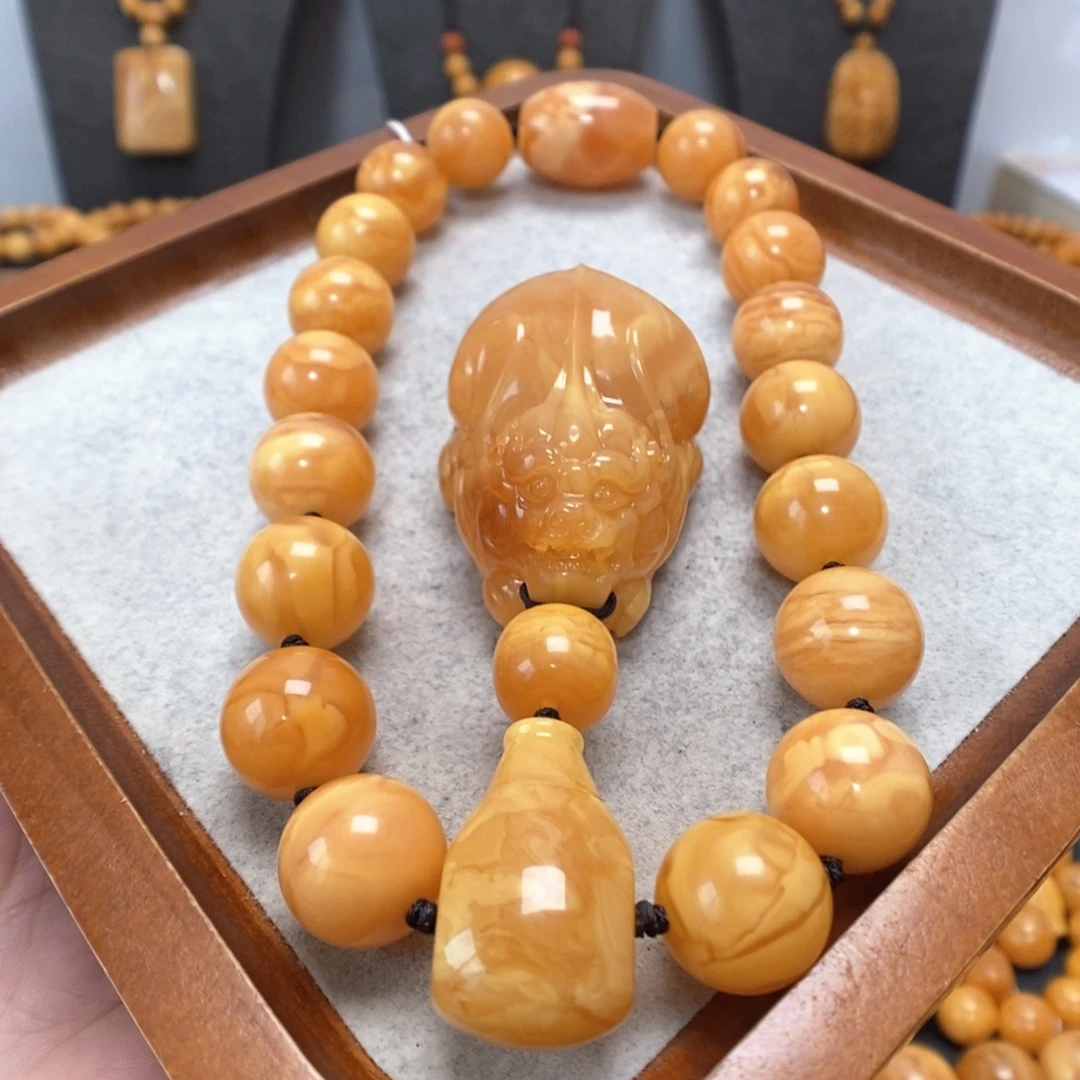 蜜蜡未镶嵌手串定制手持