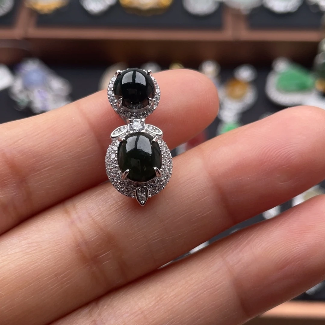 翡翠银S925镶嵌吊坠(不含链)