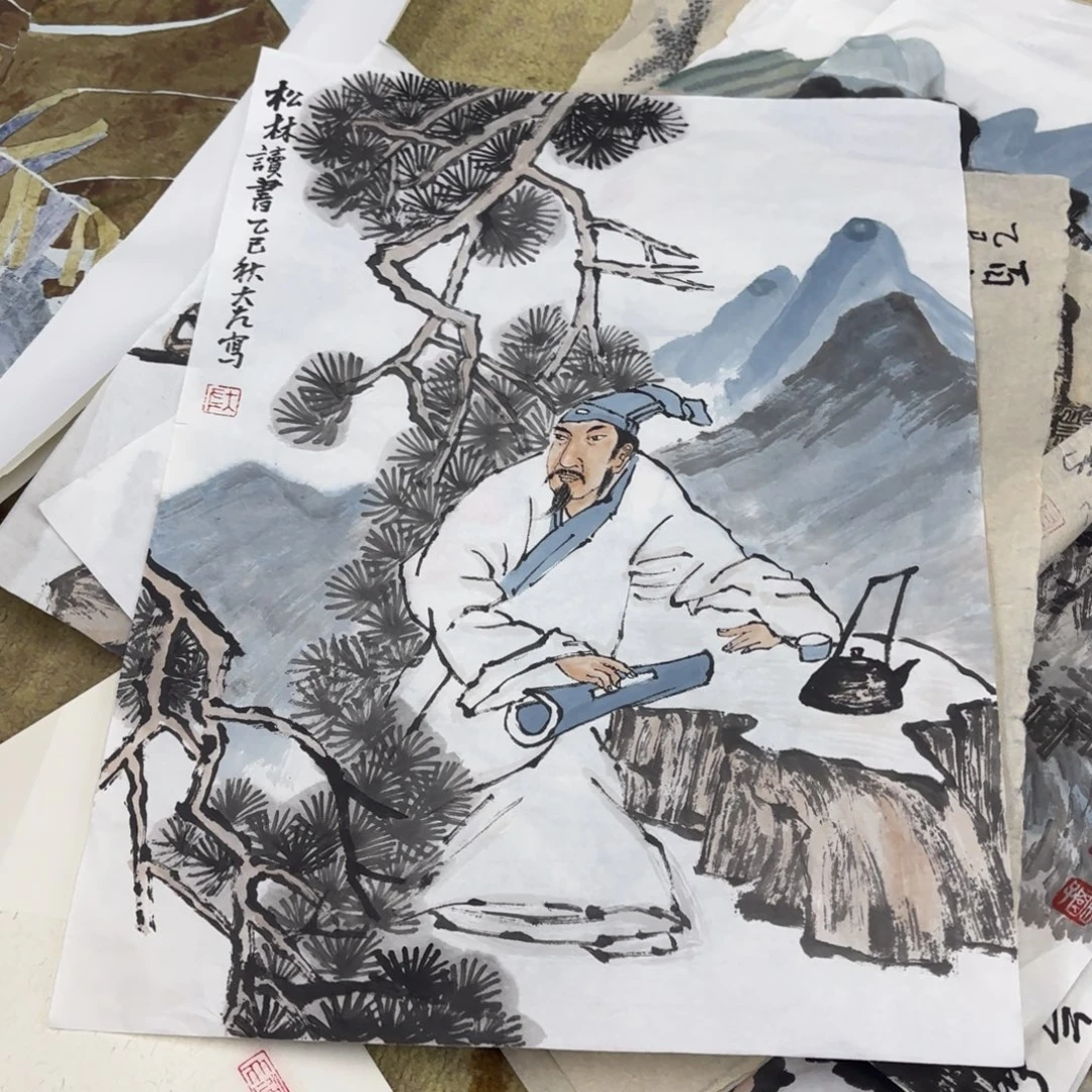 国画大左小品作品童