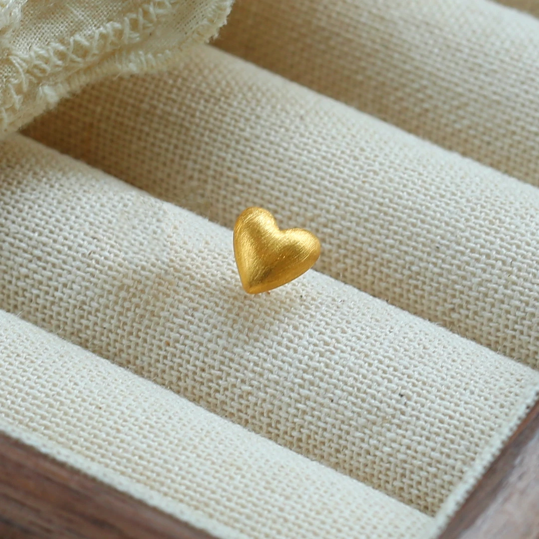 【倩倩专属】18k金拉丝布契拉提爱心养耳洞耳钉单只