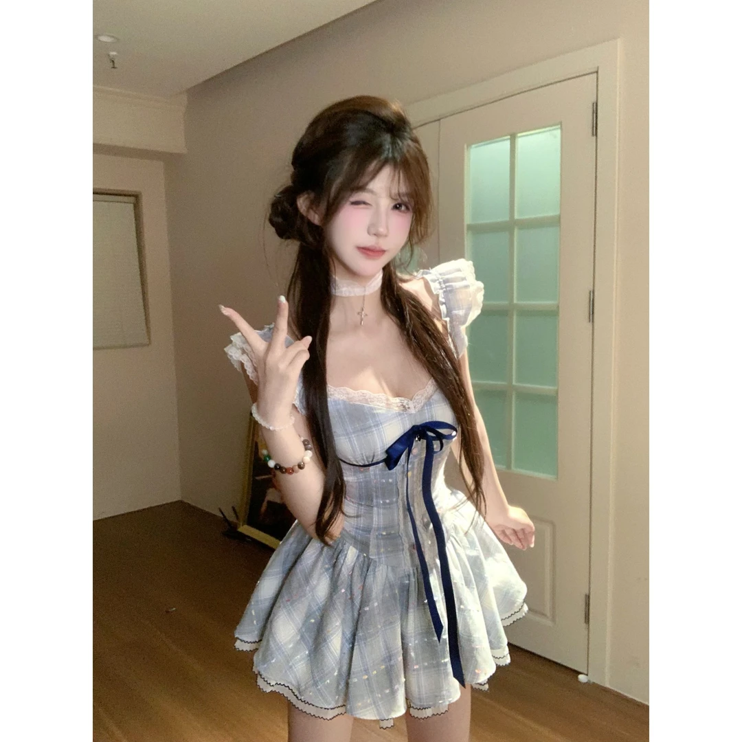 瑞茜·威瑟斯乌托邦的假日 夏季甜美复古修身收腰显瘦连衣裙R5718Z
