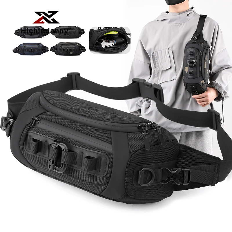 HICHIN新款男士韩版户外运动腰包多功能小背包休闲百搭胸包斜挎包