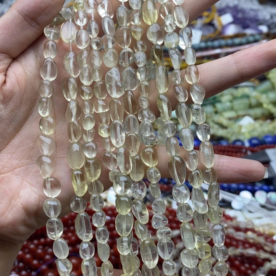 玛瑙/玉髓未镶嵌珠宝半成品一条天然柠檬黄水晶随行6mm