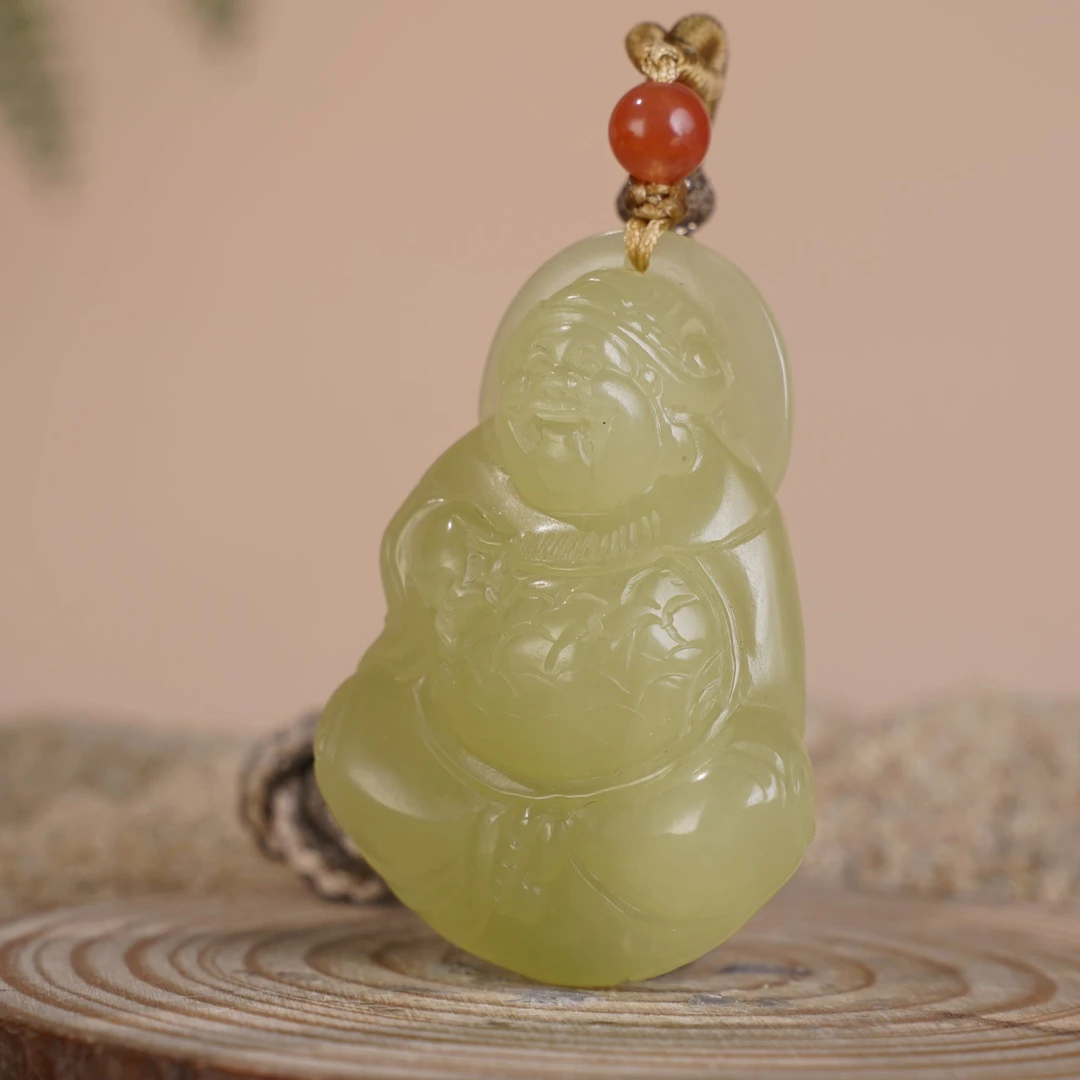 ZB4656二十世纪和田玉财源滚滚黄口财姥爷吊坠