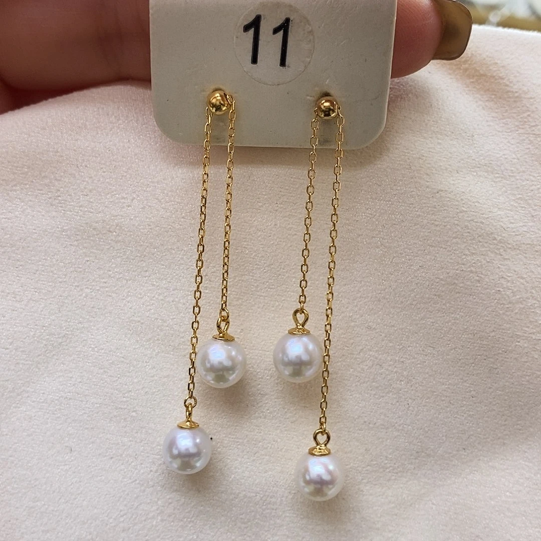 银S925镶嵌淡水珍珠耳饰