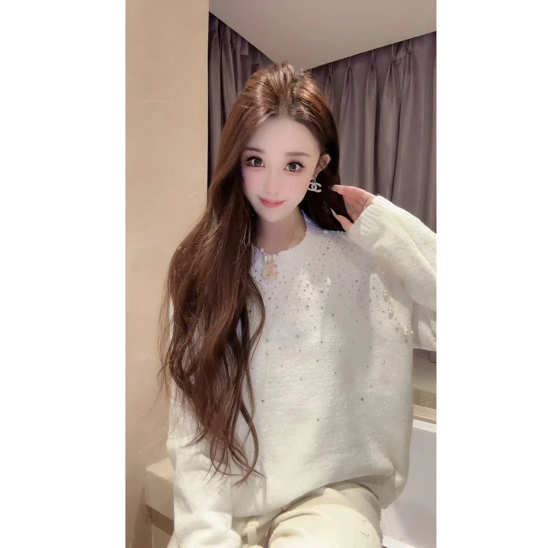 JY&JY橙子大大【仙女下凡】重工钉珠烫钻冬季保暖毛衣上衣 16064