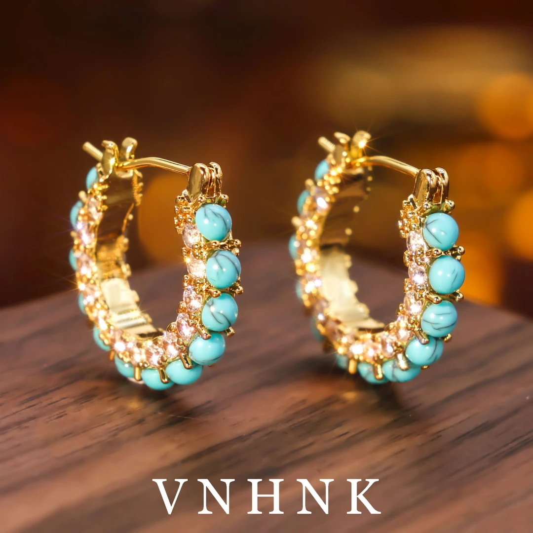 铜合金合成锆石耳饰 美可儿  K293   金色小众百搭耳环预售