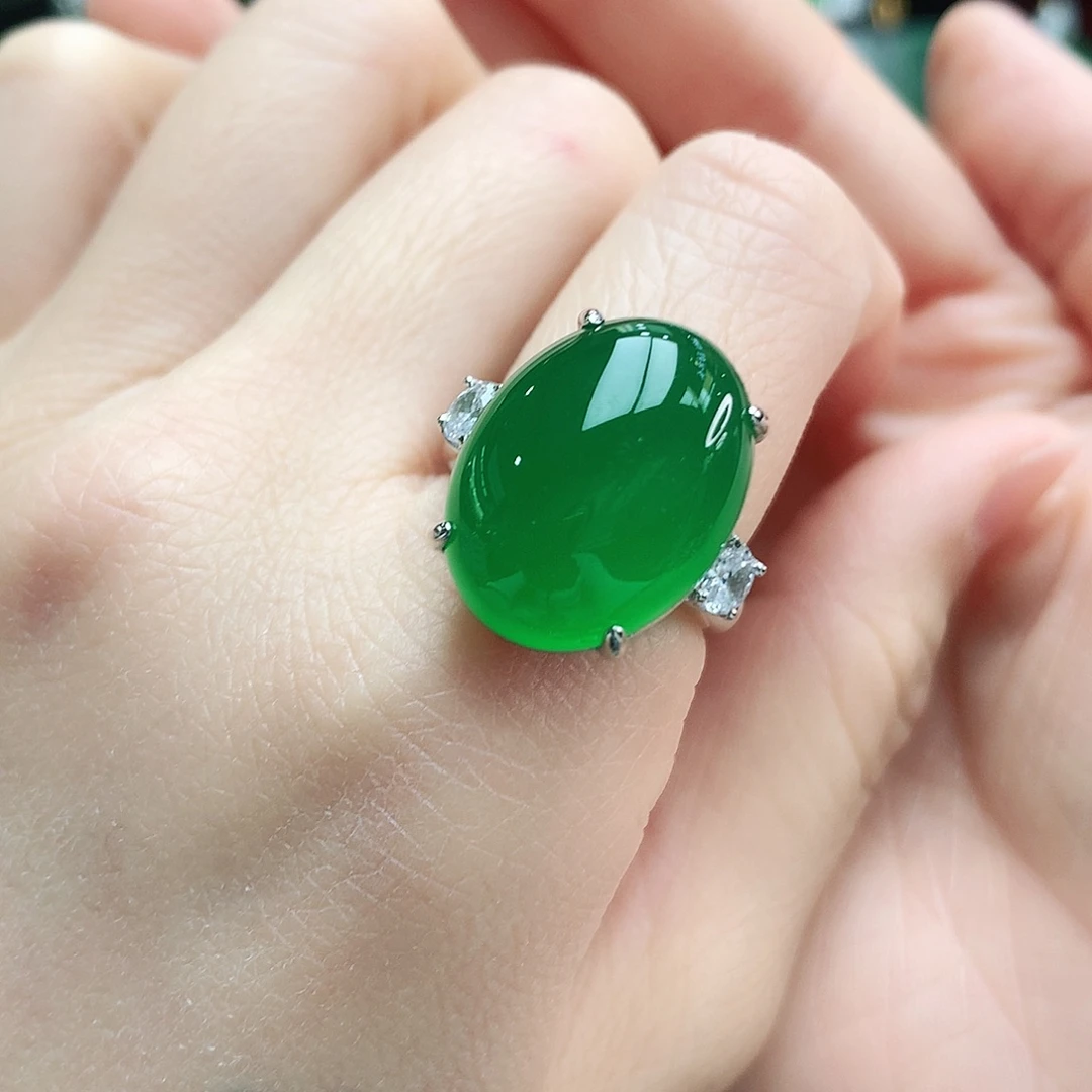 玛瑙/玉髓戒指银S925镶嵌