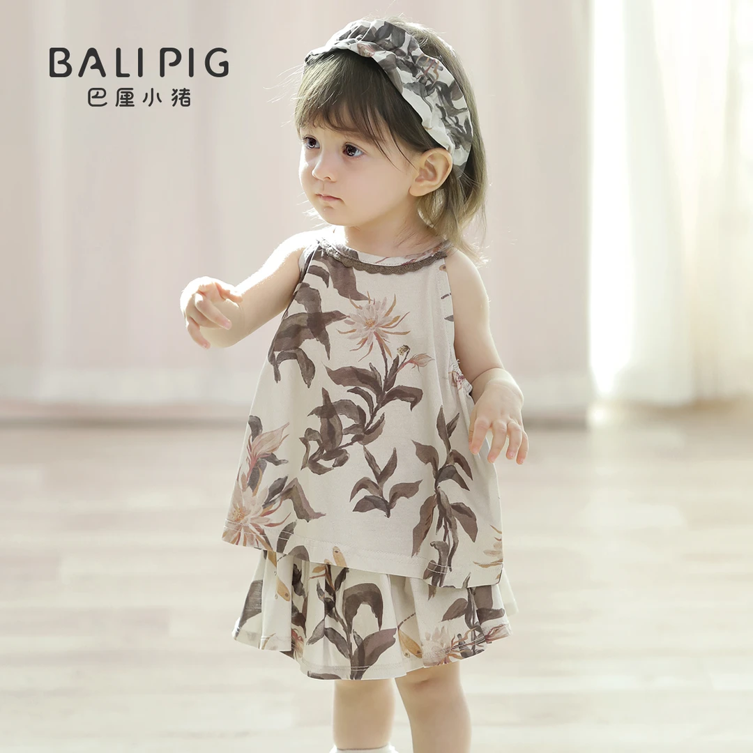 女宝宝裙子套装夏季无袖薄款两件套女童夏装儿童夏日婴幼儿衣服