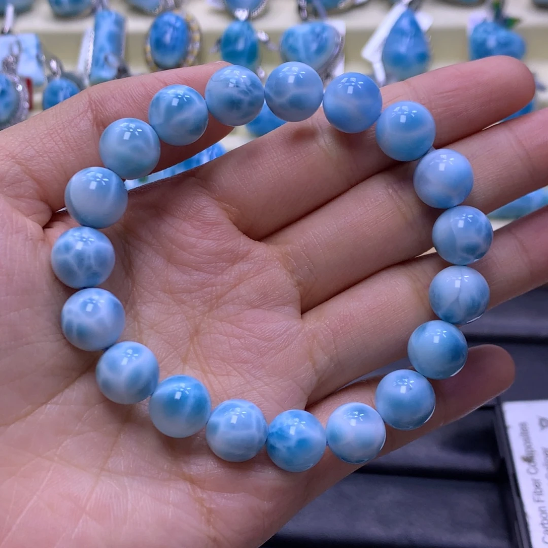 针钠钙石（海纹石）未镶嵌手串10+手串色差略异