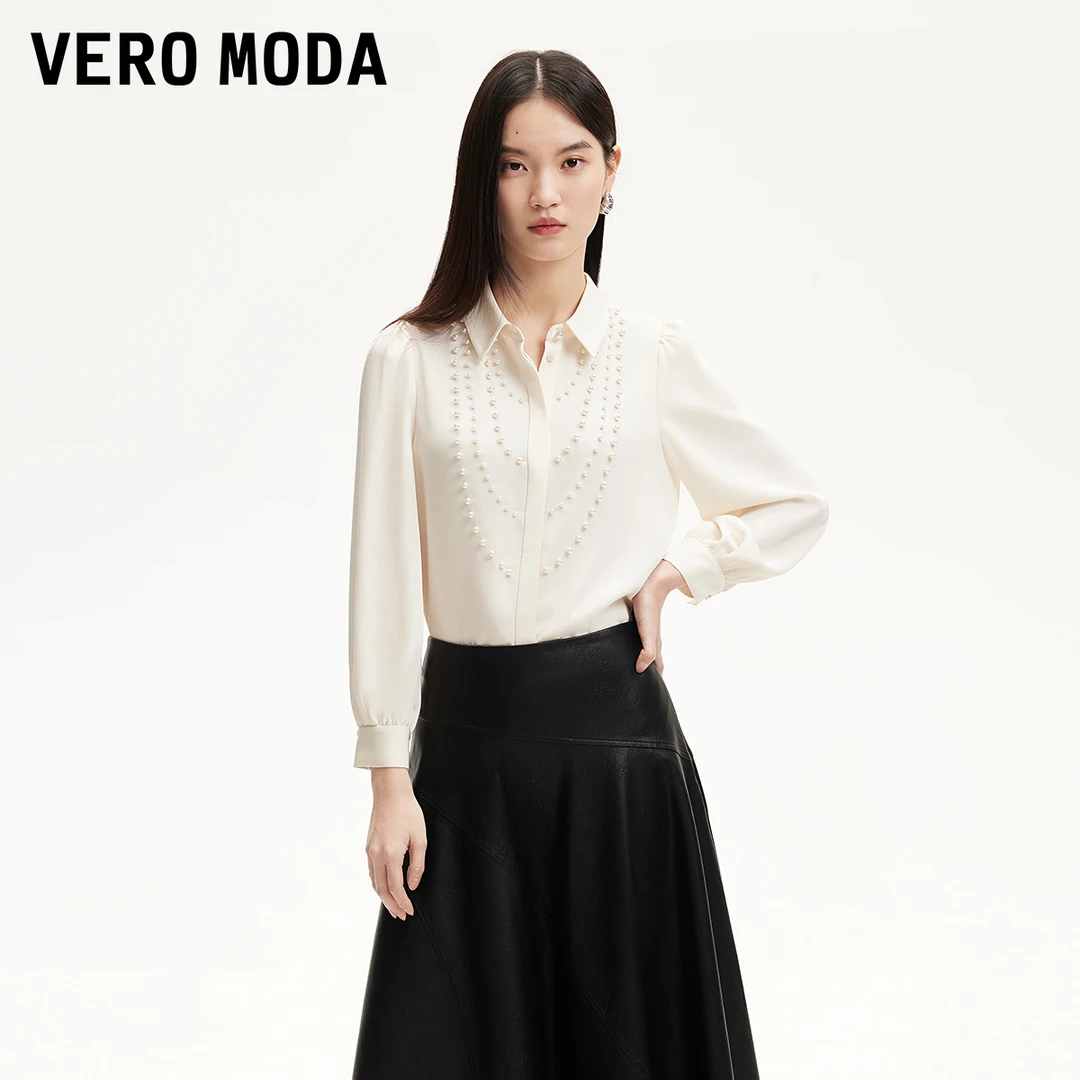 Vero Moda衬衫25春商场同款新品仿珍珠钉珠装千金清冷感325131007