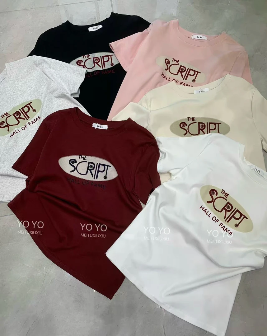 3335新款舒适前字母图案短袖T恤