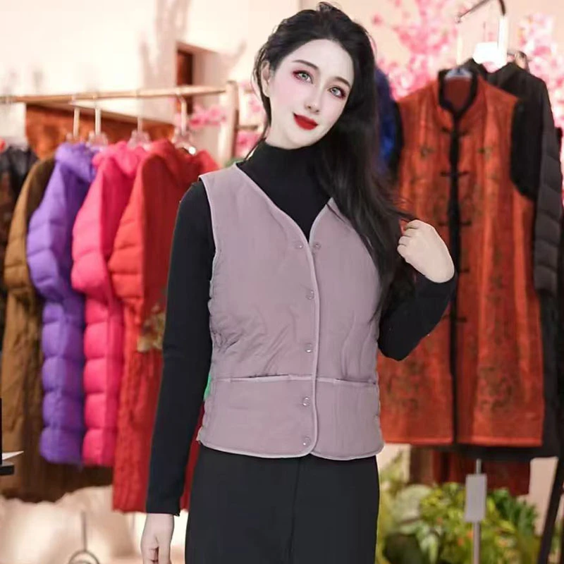 Y-J秋冬季新款棉马甲女加绒加厚小马夹保暖修身背心大码贴身坎肩