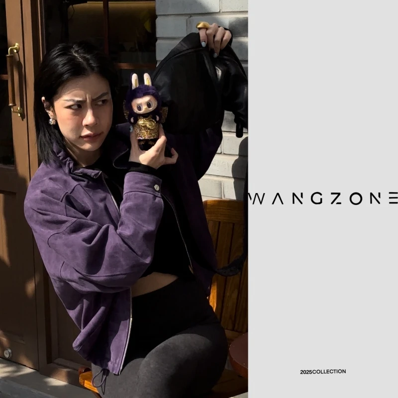WANG ZONE | 重磅 P*rada 同源 秀款限定紫色夹克款皮衣外套休闲