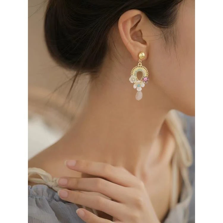 铜合金耳饰  宋代耳环潮花朵耳饰小众设计感复古气质高级