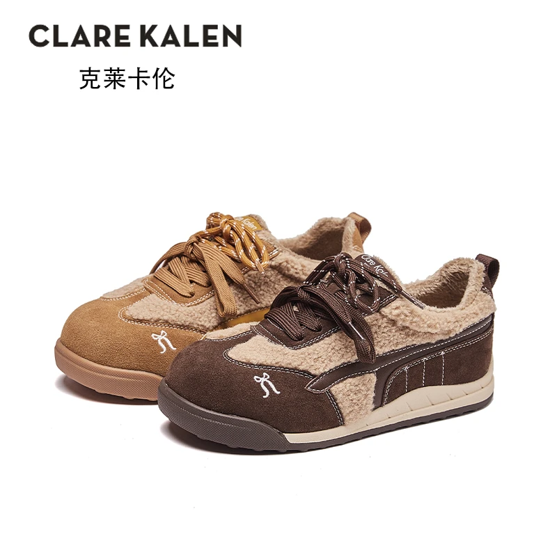 冬季保暖学院风德训鞋时尚休闲鞋加厚加绒低帮单鞋女鞋