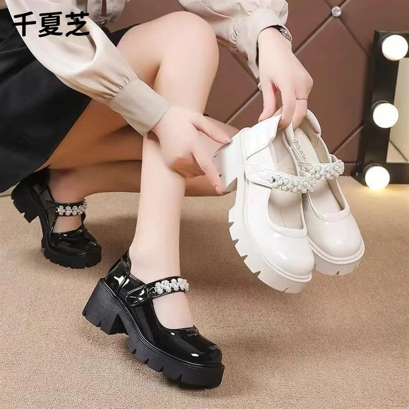 法式英伦风小皮鞋女2025新款春夏厚底粗跟日系jk配裙子玛丽珍女鞋