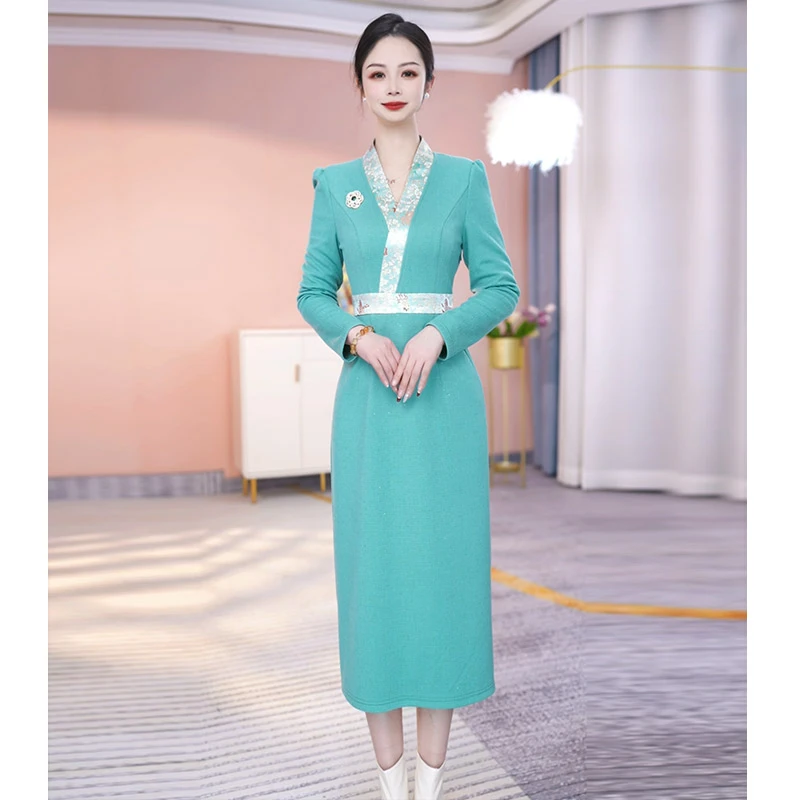 JG-25055 新款2025年春季时尚气质优雅显瘦连衣裙 M-4XL