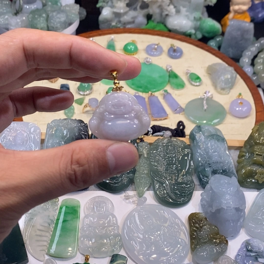 翡翠14K金镶嵌吊坠(不含链)佛公