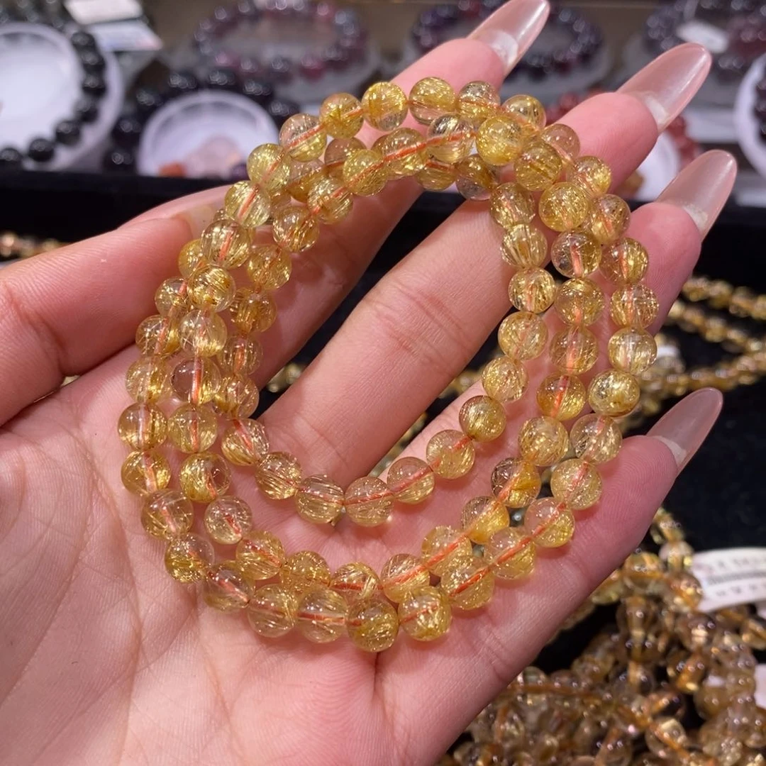 水晶手链未镶嵌金发晶多圈6.8m m