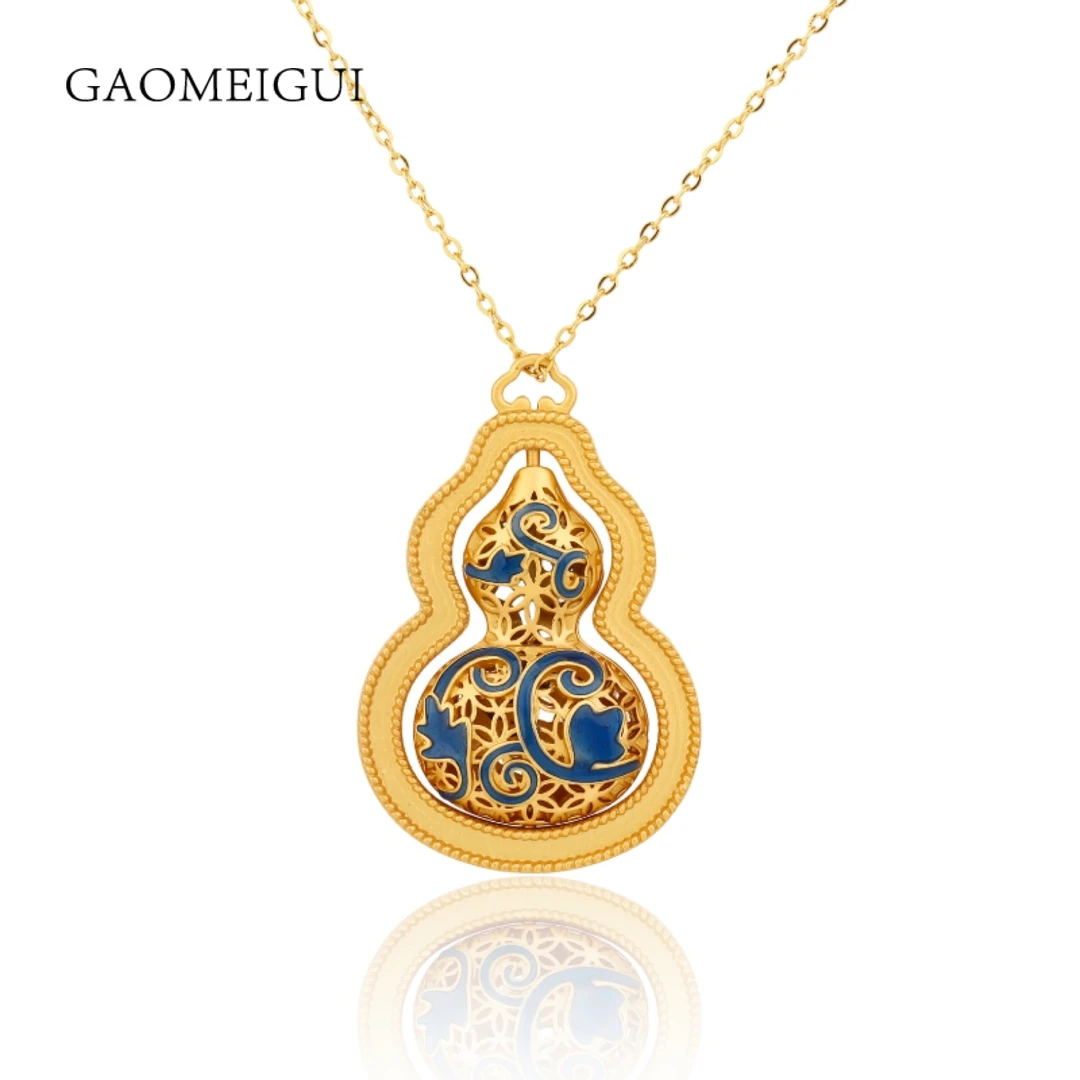 合金合成锆石项链 GAOMEIGUI海外款 青花葫芦项链A1090