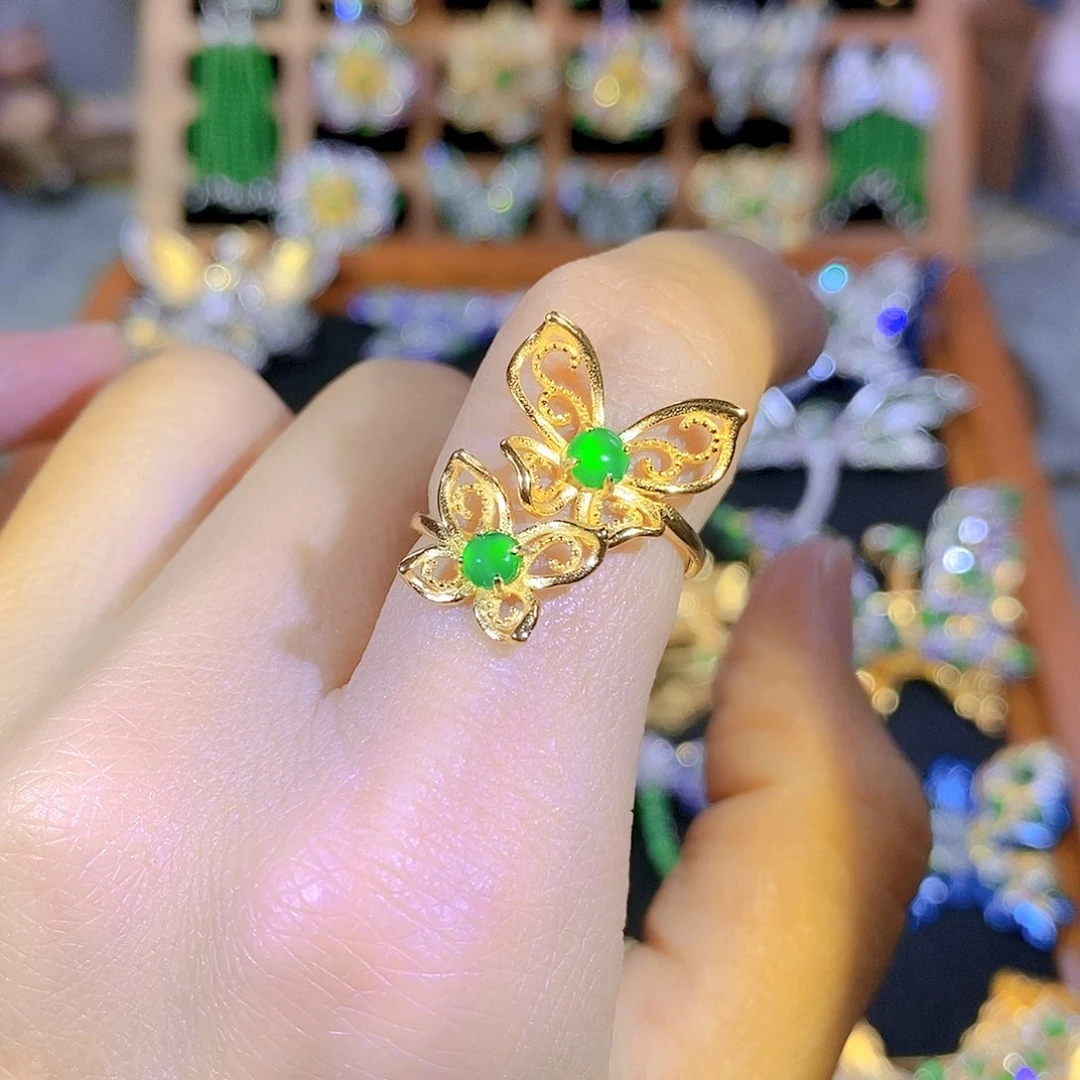 吊坠(不含链)银S925镶嵌翡翠