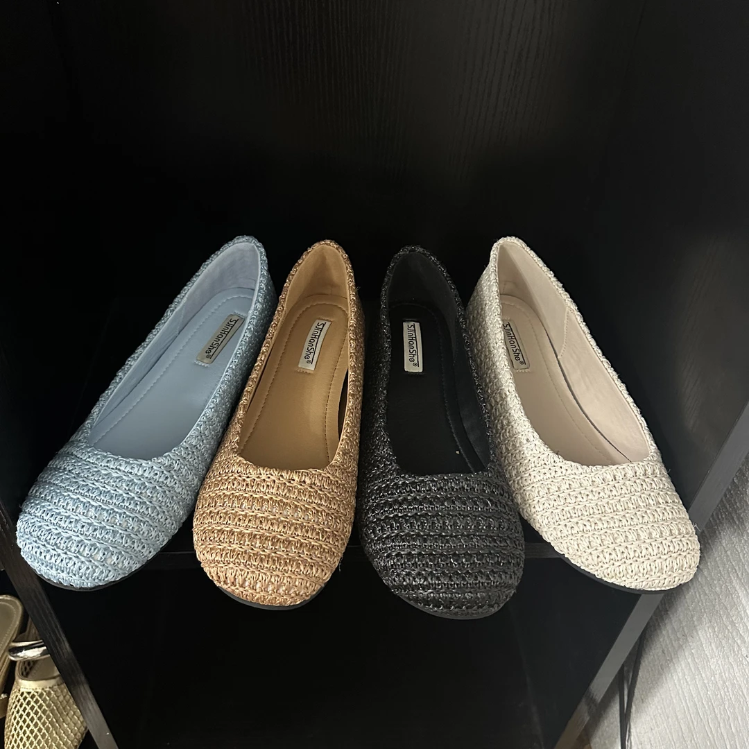 2025夏季新款法式小众透气编织包头平底鞋女夏懒人一脚蹬休闲鞋子