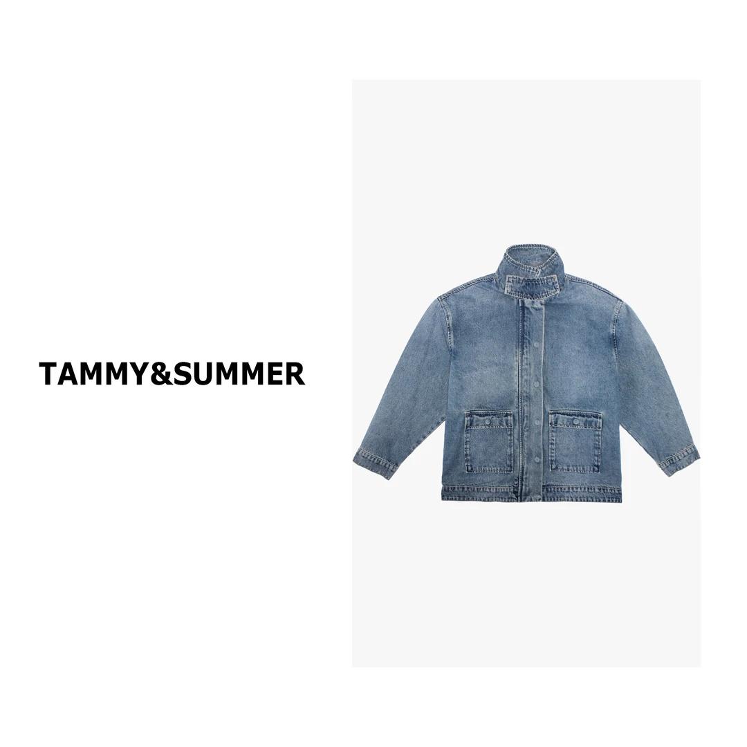 【Tammy&Summer】立领时尚复古百搭休闲重工宽松水洗牛仔外套S0972
