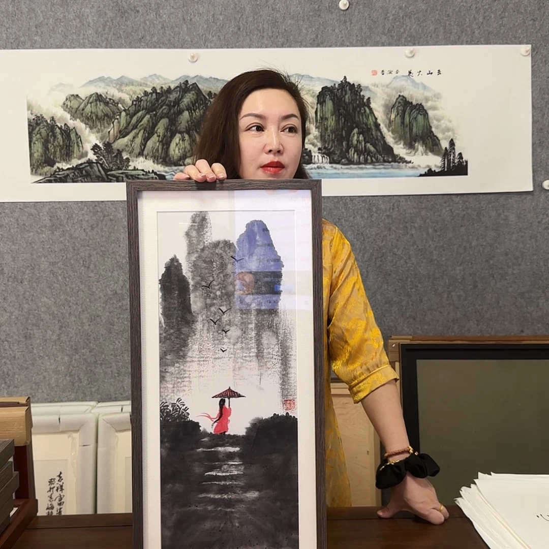 国画山水 禅意 人物 30*60 宣纸 实木框裱 孤品 纯手绘 年底福利