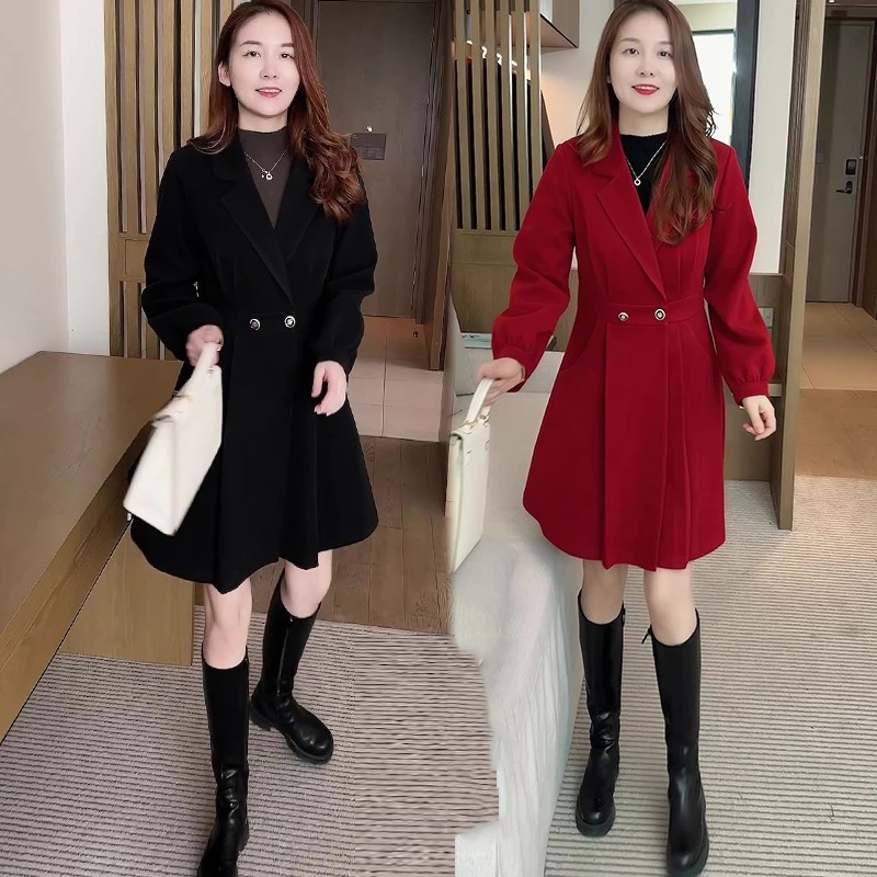 毛呢外套女2025秋冬新款时髦洋气收腰显瘦中长款加厚气质呢子大衣