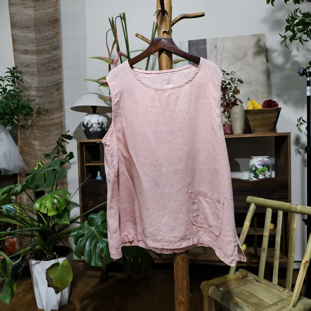 【大梅子推荐】设计款亚麻圆领背心MXA8523A