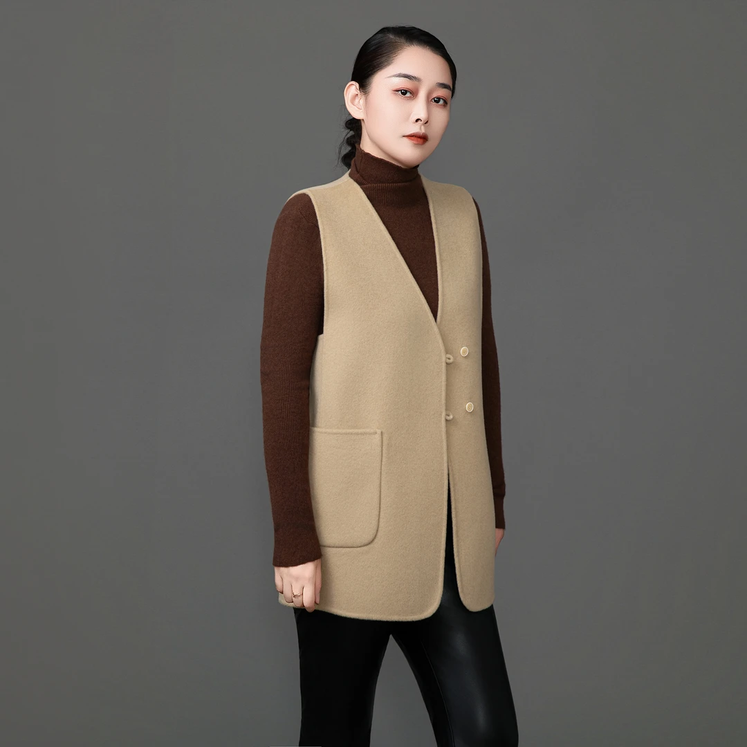 喜尚妮【精选&100%绵羊毛】羊毛马甲大衣搭配神器秋冬必备--2502