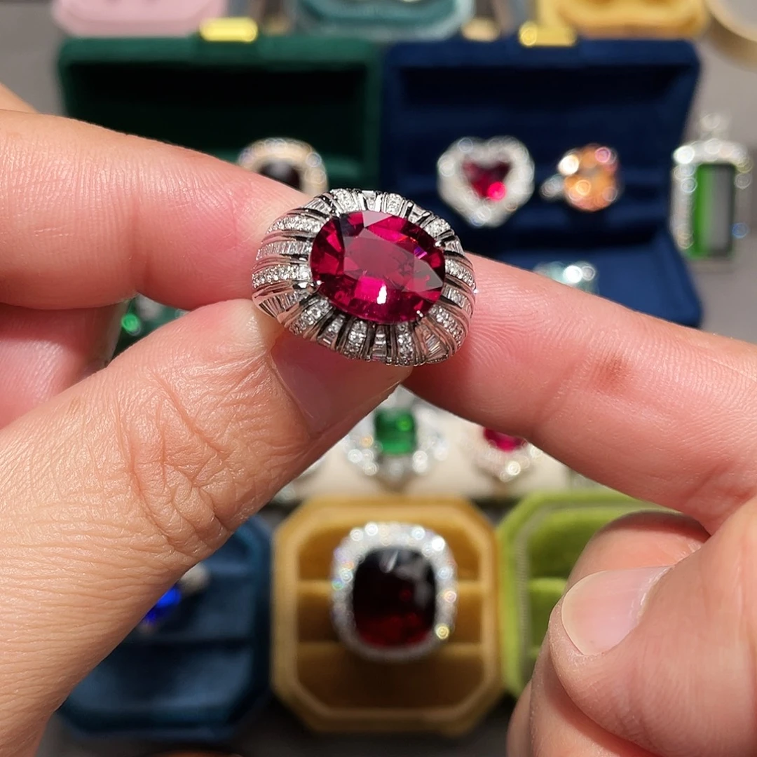 戒指碧玺18K金镶嵌5.35ct