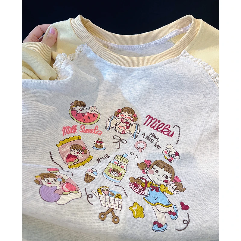 韩版休闲卡通图案小众套头卫衣女秋冬2025新款初中学生减龄外套潮