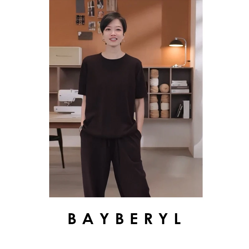 BAYBERYL老贝胖丁小版*羊毛柔软圆领短袖秋针织衫ZZS5H1301-9/14