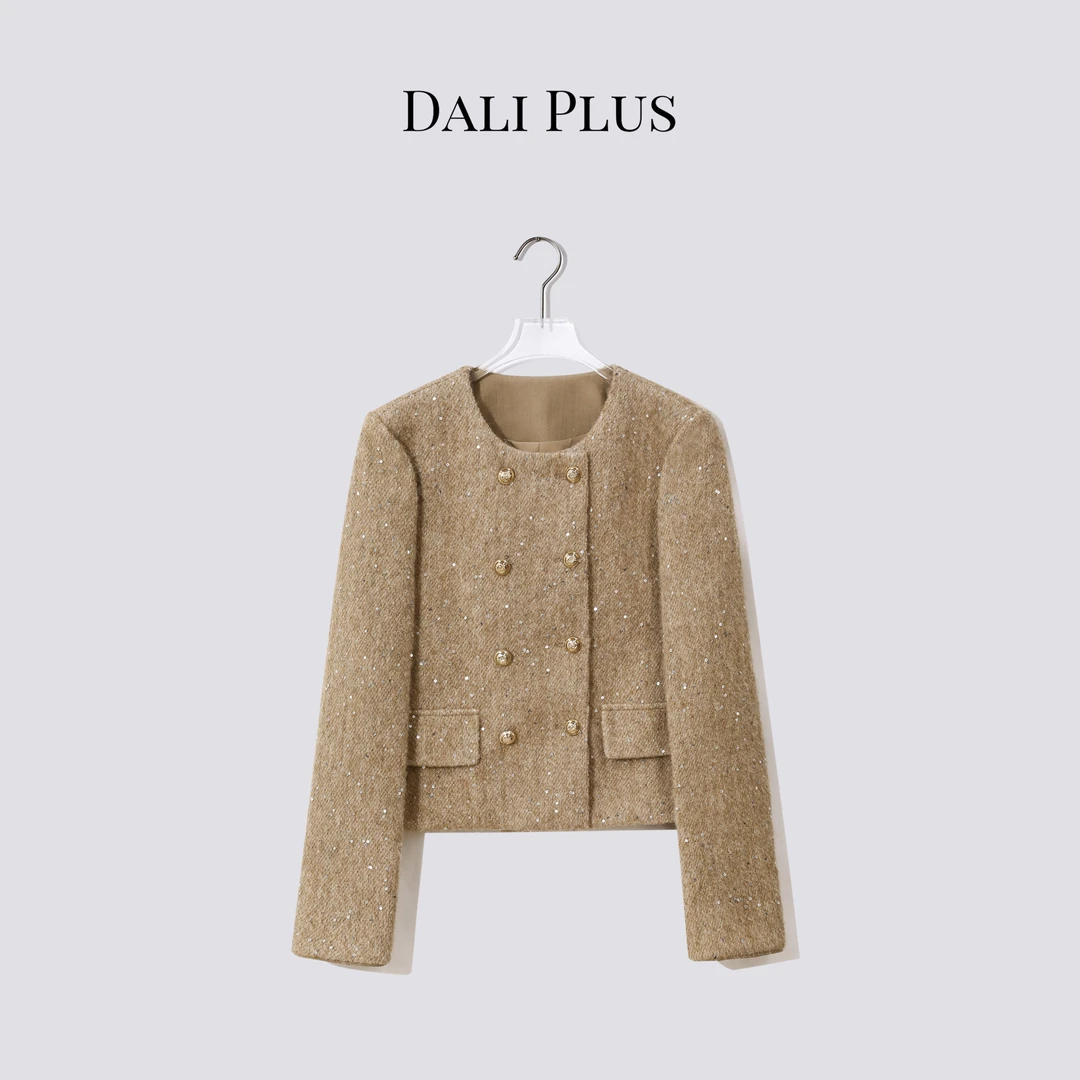 DALI PLUS“星缀”亮闪系列 双排扣香风长袖外套-D5LT2262