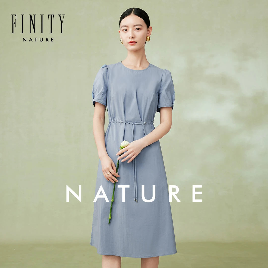【粉丝专享】FINITY 夏季新品时尚系带泡泡袖茶歇裙 F21X3B40L3