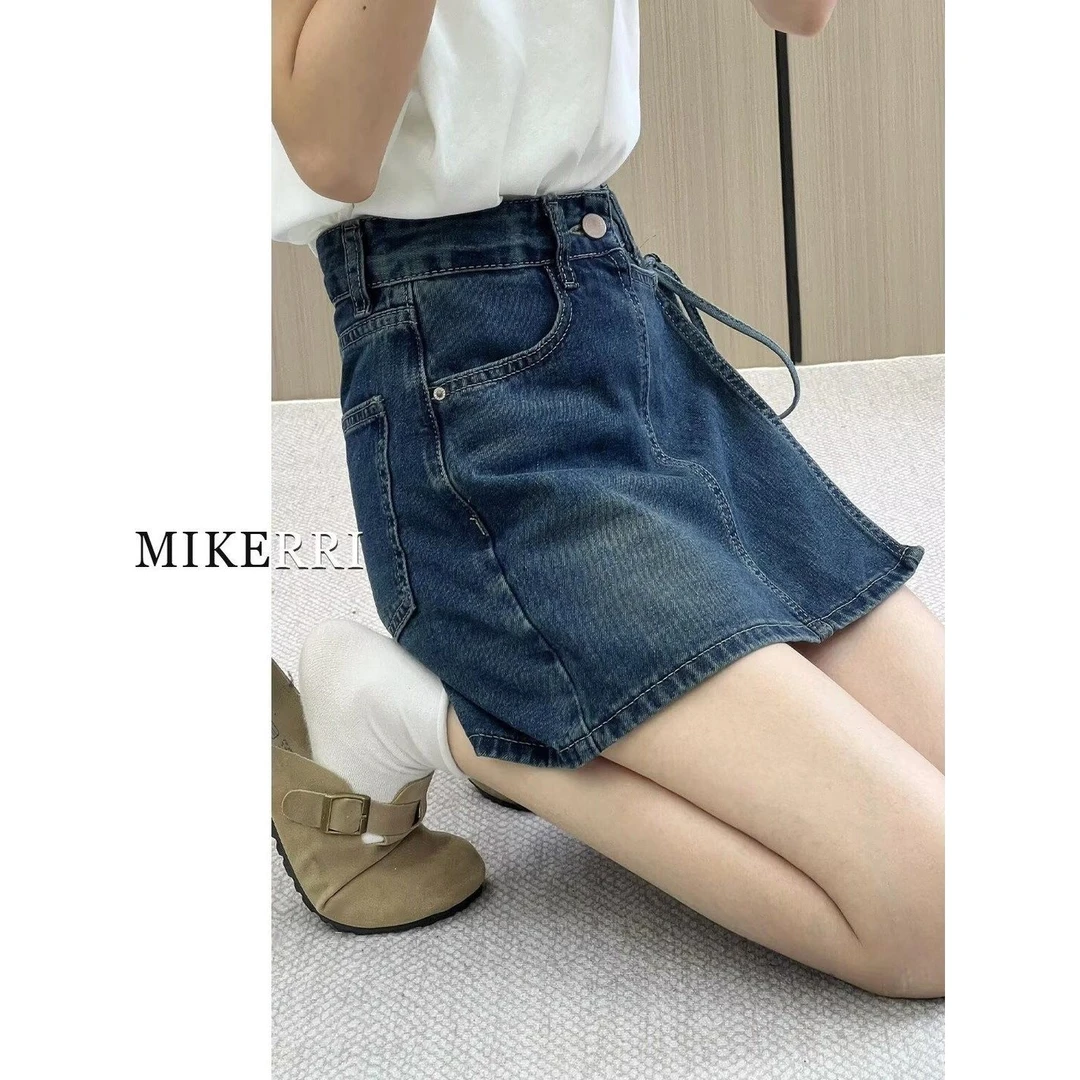 牛仔裤不规则牛仔短裙裤女夏季新款大码胖mm遮肚显瘦梨形