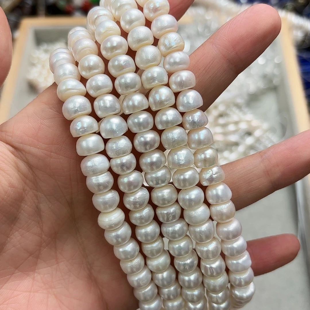 玛瑙/玉髓未镶嵌珠宝半成品8-9算盘珍一条