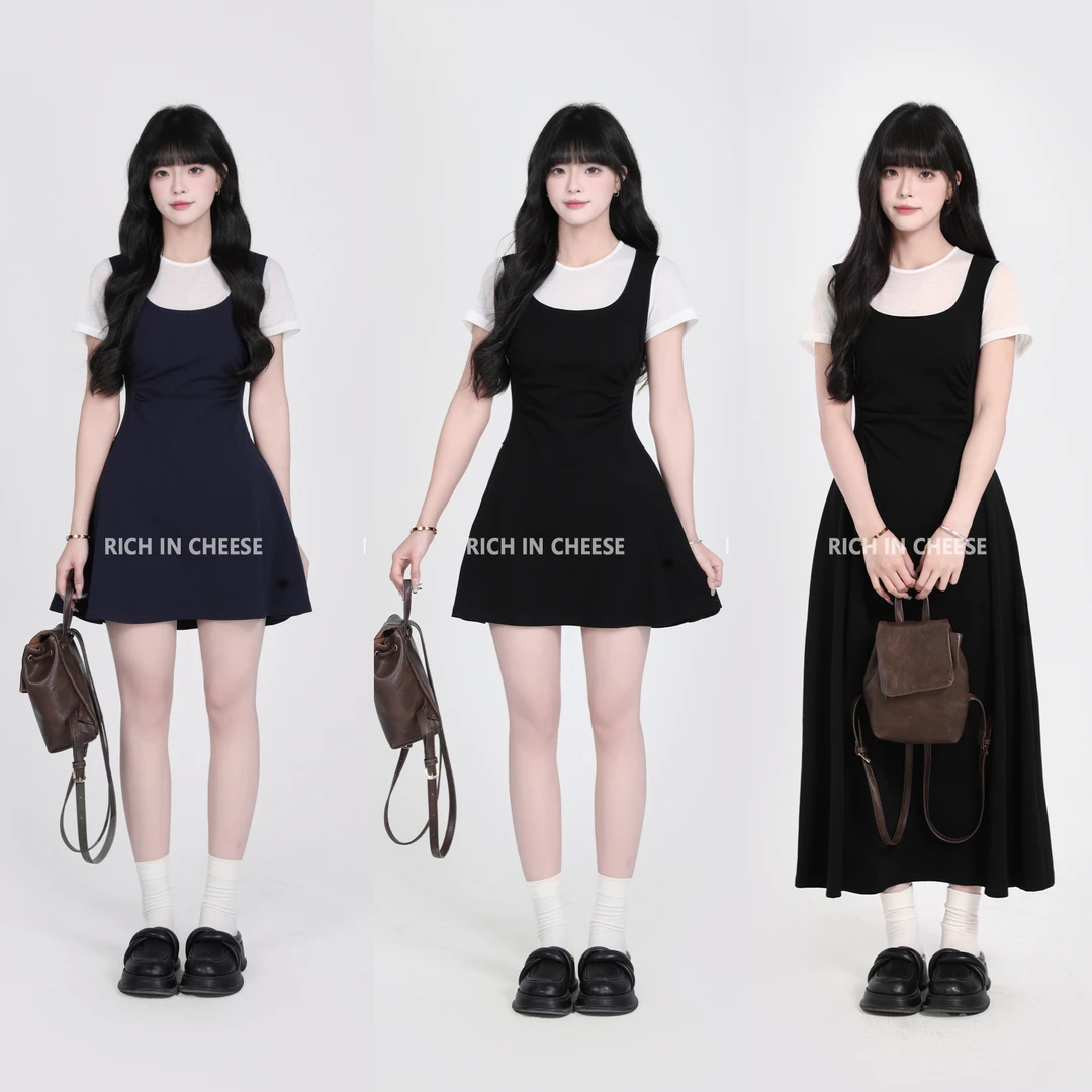 RICHINCHEESE 加州日落 【系列合集】假两件针织撞色显瘦连衣裙