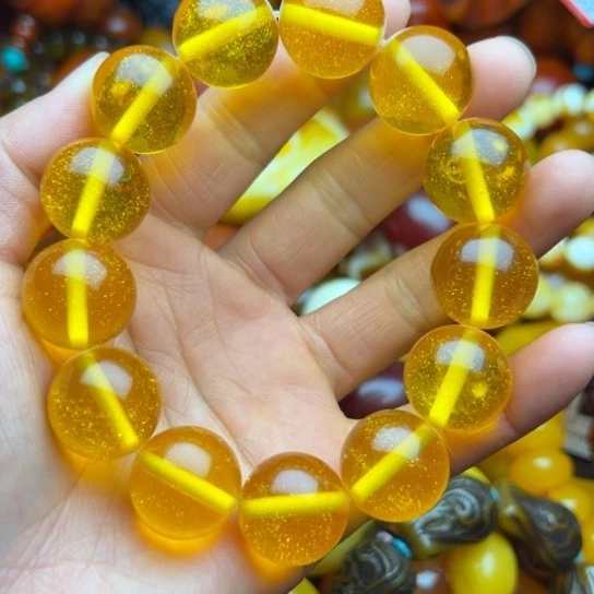 琥珀（花珀）手串未镶嵌蜜蜡