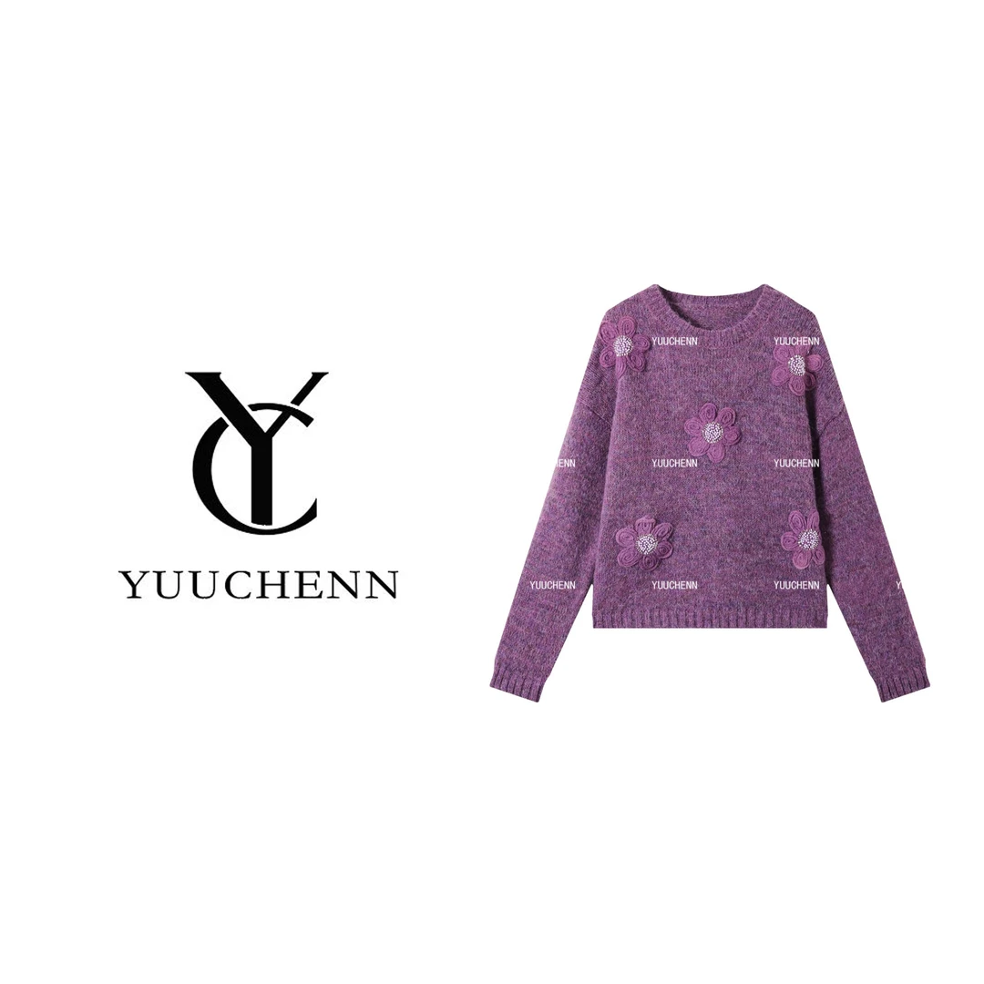 YUUCHENN 毛针织衫秋冬女装宽松韩版开衫款慵懒风套头款JYY-003