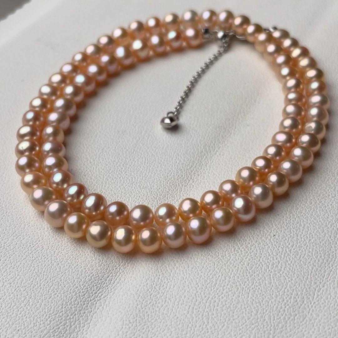 淡水珍珠颈饰银S925镶嵌5.5mm无核无暇