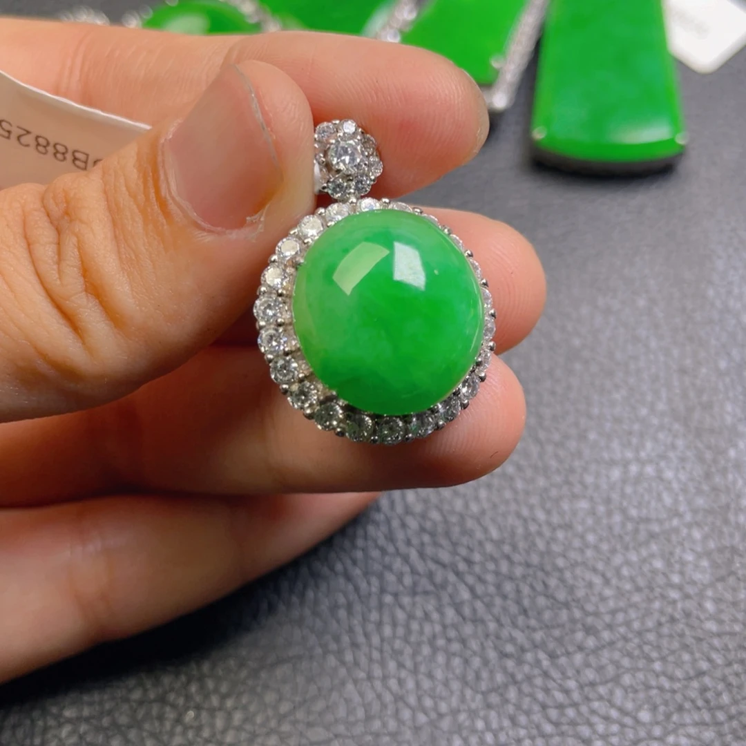 翡翠银S925镶嵌吊坠(不含链)