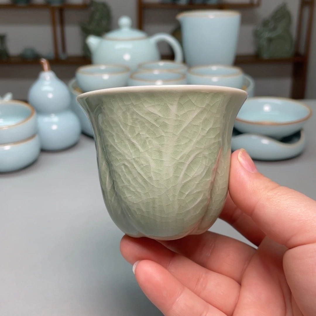 瓷豆绿百财杯赵琳老师带礼盒