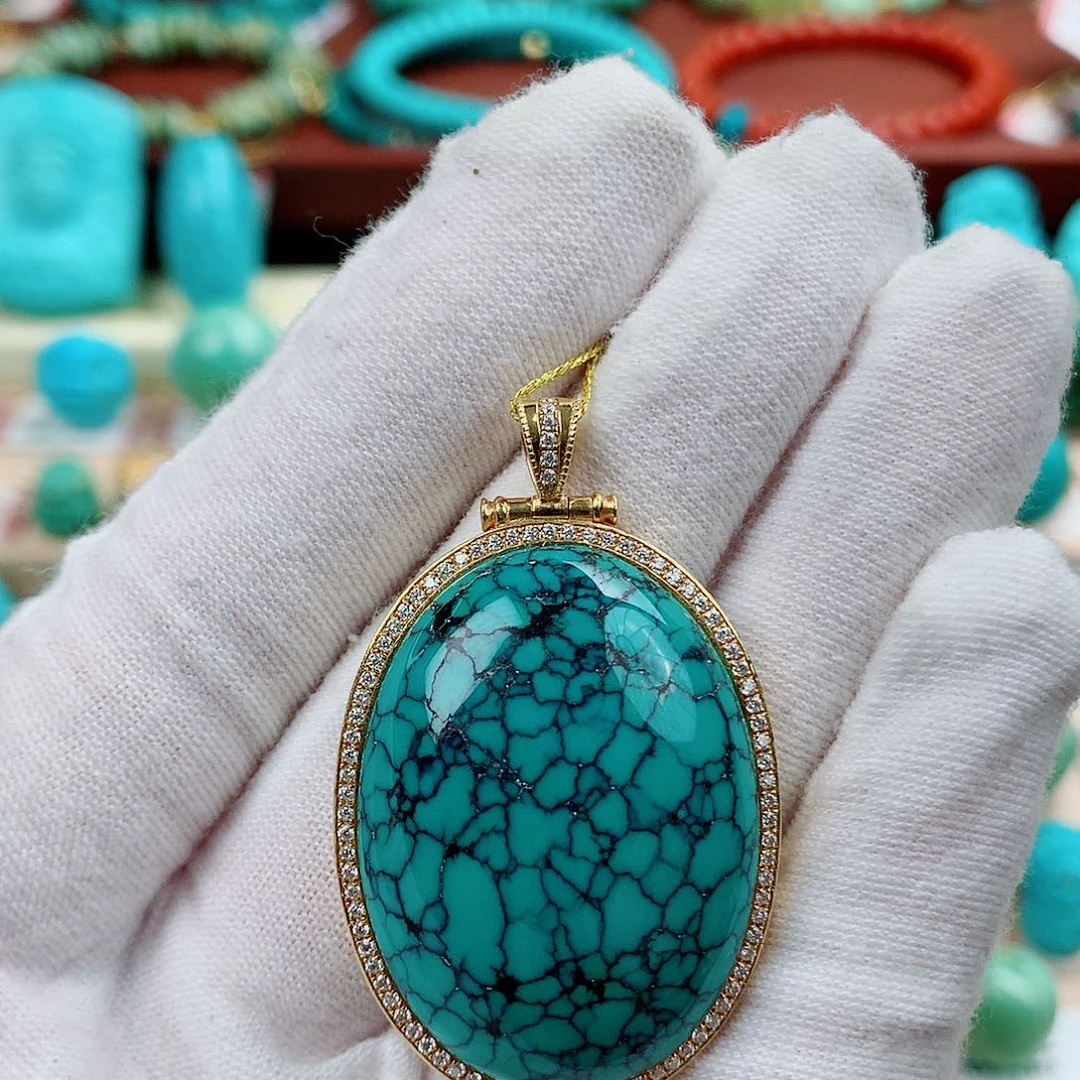 绿松石18K金镶嵌珠宝半成品