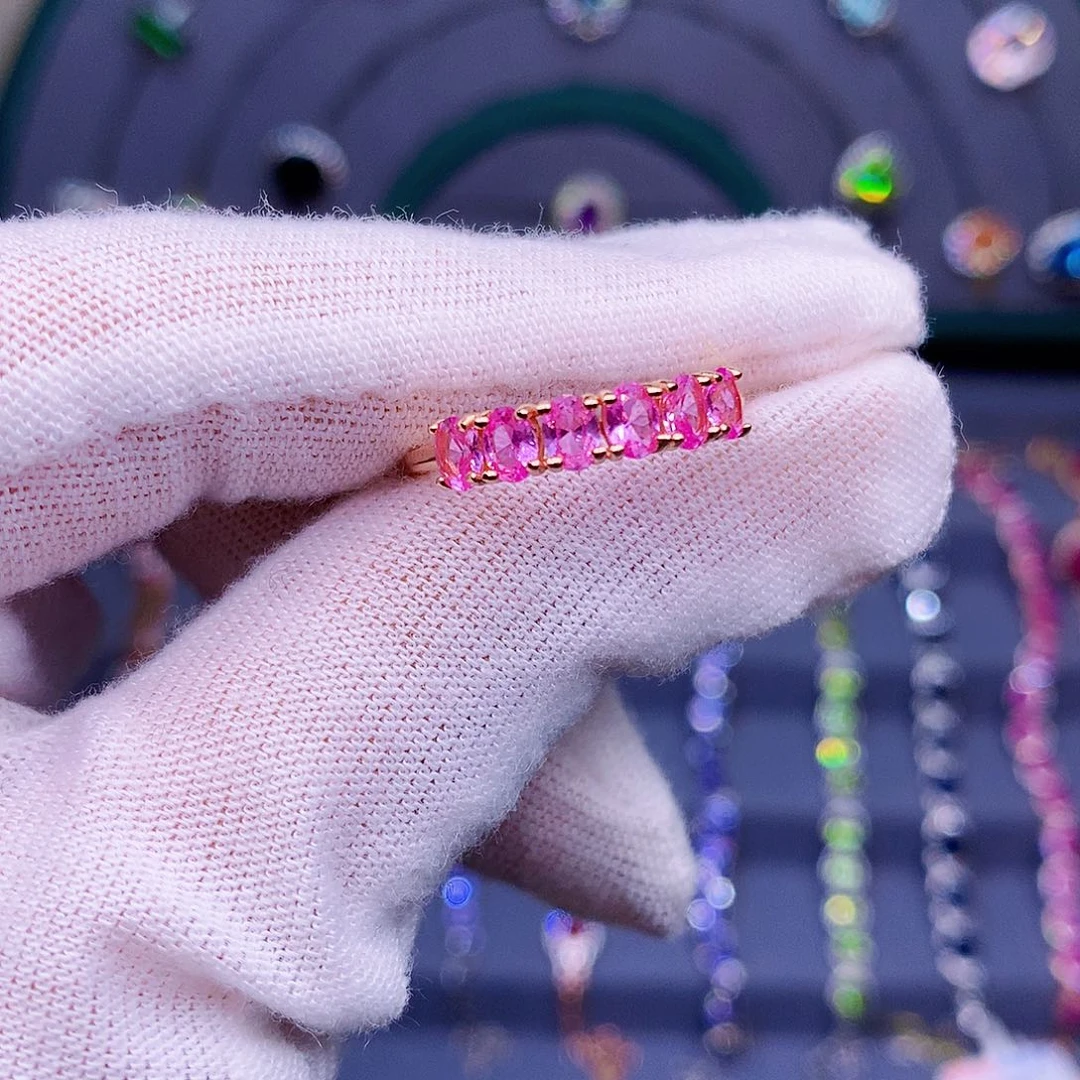 彩色蓝宝石戒指银S925镶嵌