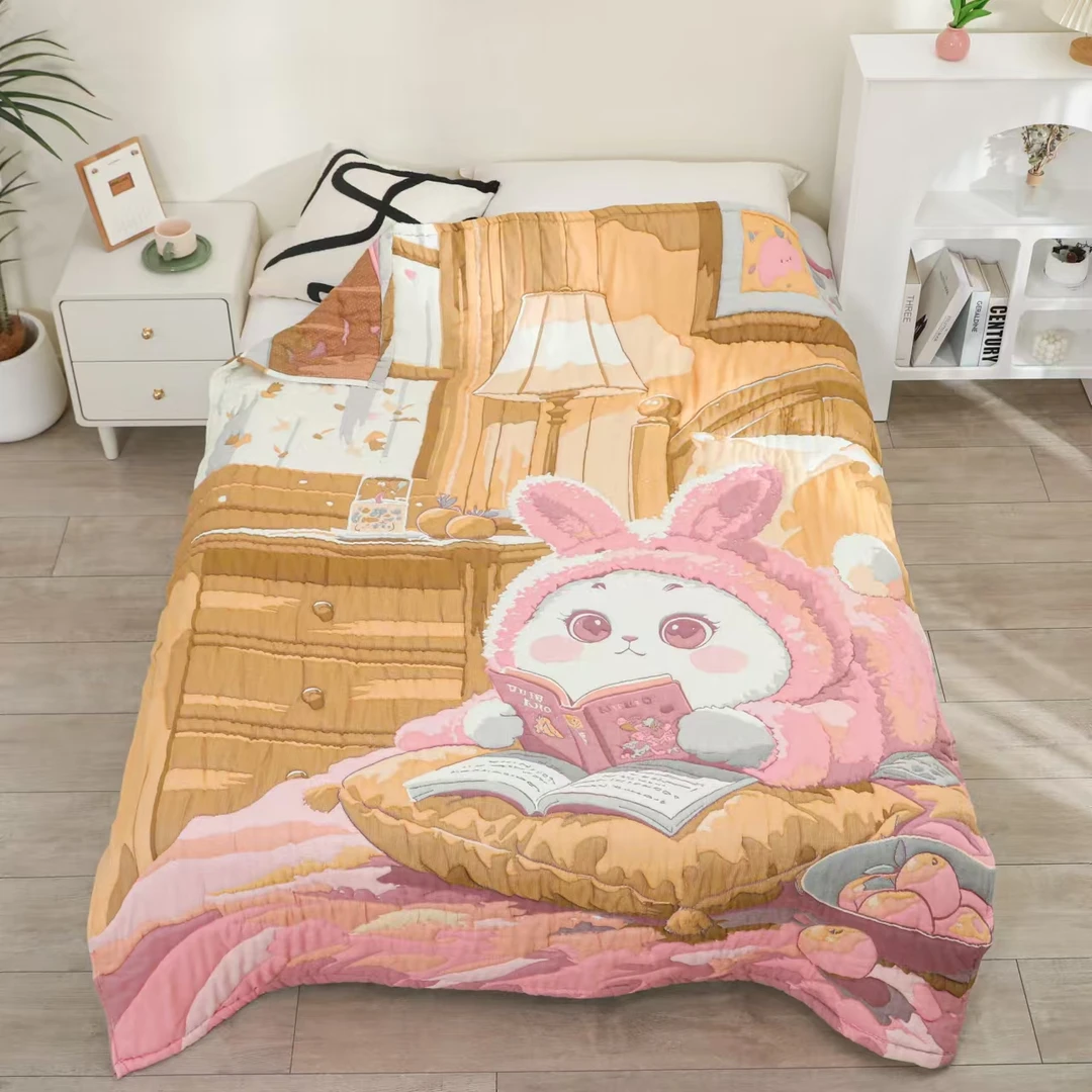 【胖兔】200*230cm A类全棉纱布牛奶泡芙被