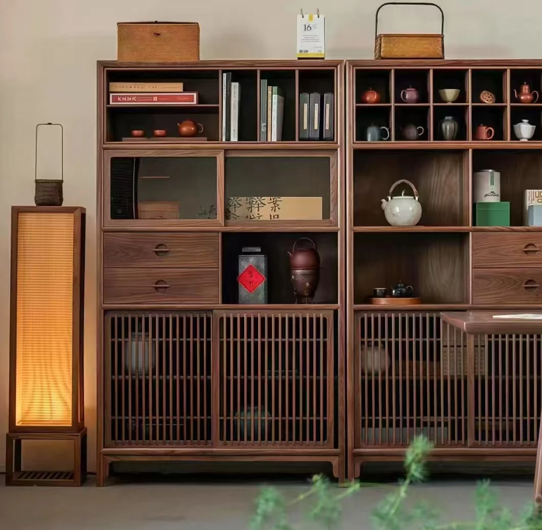 北方老榆木博古架榫卯结构餐边柜茶柜茶空间搭配收纳柜高颜值